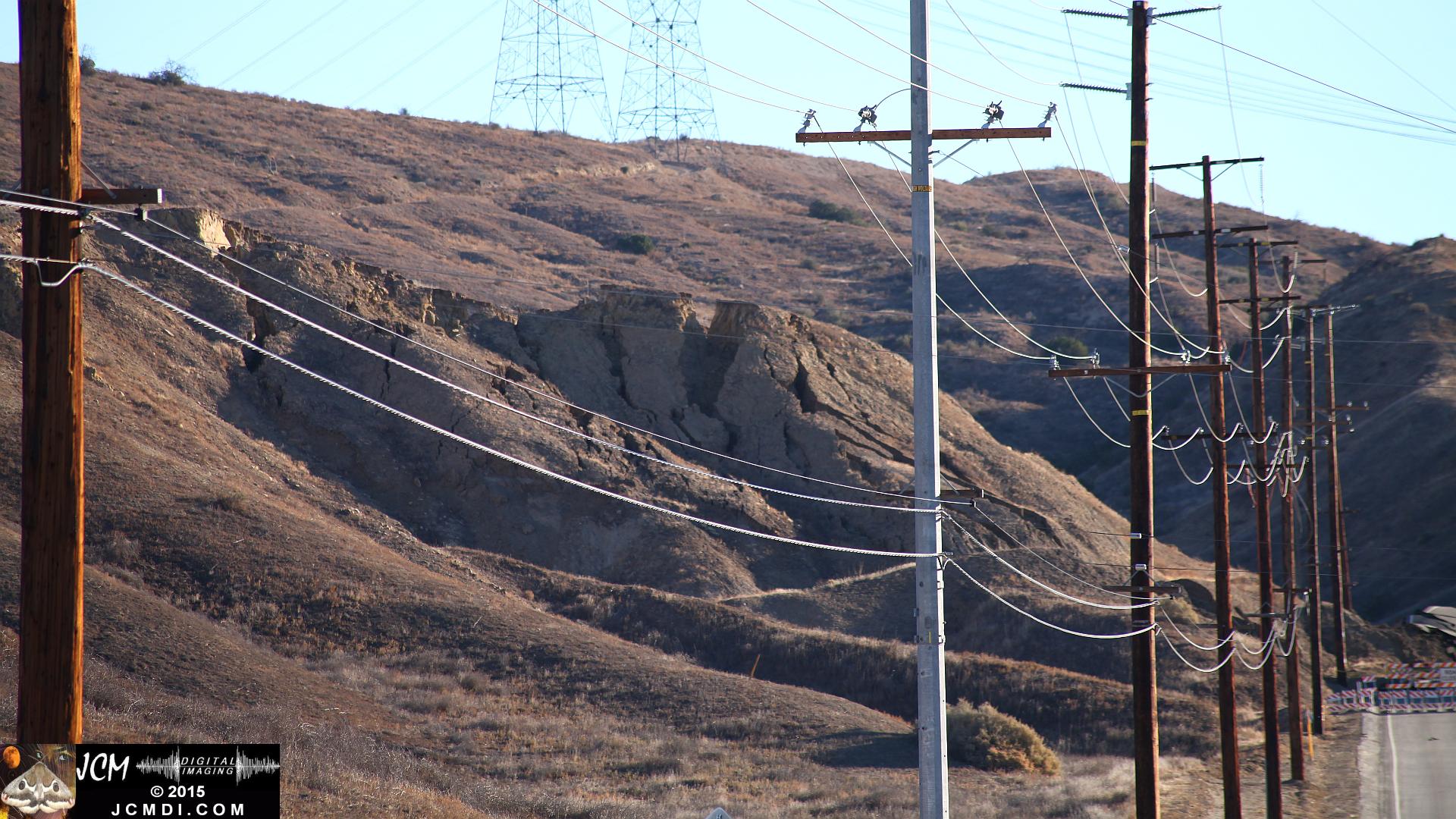 Landslide and road damage at Vasquez Canyon Road in Santa Clarita, CA filmed 11-23-2015